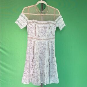 Rachael Ray White Lace Sheer Mini Dress